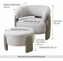 Ver imagem 2 de Poltrona com Puff Encosto Curvo Orgânica Duna Linho Larbelle