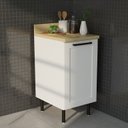 Ver imagem 1 de Balcão com Tampo Cozinha 1 Porta 1 Prateleira 40cm TM4308 MDF Grazi Branco/Carvalho Tropical