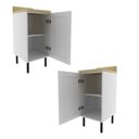Ver imagem 4 de Balcão com Tampo Cozinha 1 Porta 1 Prateleira 40cm TM4308 MDF Grazi Branco/Carvalho Tropical