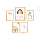 Ver imagem 1 de Kit 5 Quadros Decorativos Arco-íris Boho Escandinavo:pinus