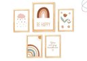 Ver imagem 1 de Kit 5 Quadros Decorativos Arco-íris Boho Escandinavo:pinus