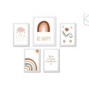 Ver imagem 4 de Kit 5 Quadros Decorativos Arco-íris Boho Escandinavo:pinus