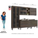 Ver imagem 3 de Cozinha Completa Planejada Compacta 5 Peças Cristaleira com Portas de Vidro Canela Marrom Escuro