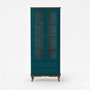 Ver imagem 2 de Cristaleira com 2 Portas 2 Gavetas Exclusive Azul Petróleo - Imbuia