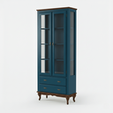 Ver imagem 1 de Cristaleira com 2 Portas 2 Gavetas Exclusive Azul Petróleo - Imbuia