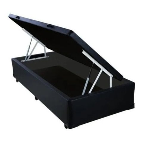 Cama Box Bau Solteirão 0,96 X 2,03 Blindada Super Reforçada - Preto Corino