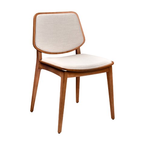 Cadeira para Mesa de Jantar Tami 48cm Madeira Maciça | Linho Off White - Sallar Home
