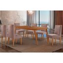 Ver imagem 1 de Sala de Jantar Completa Havana C/ Tampo Madeirado Canto Curvo 180x90cm e 6 Cadeiras Dafne Naturale