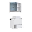 Ver imagem 1 de Conjunto para Banheiro Branco Gabinete Suspenso 60cm com Toalheiro Cuba e Espelheira 80cm