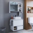 Ver imagem 2 de Conjunto para Banheiro Branco Gabinete Suspenso 60cm com Toalheiro Cuba e Espelheira 80cm