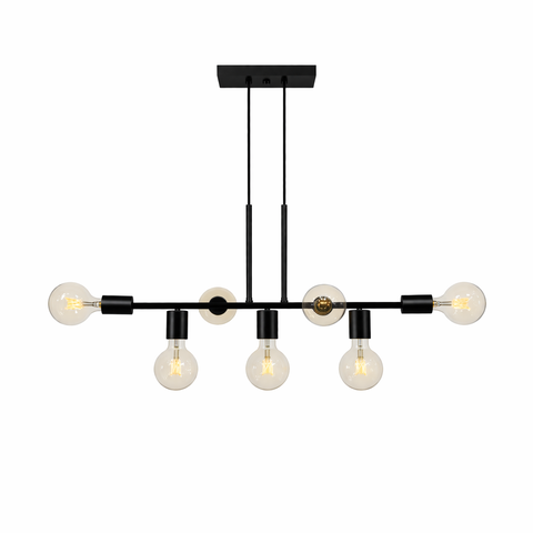 Pendente Rubis Aluminio Teto e27 7 Luzes Lumini Lab - Preto Brilhante