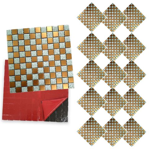 Pastilha de Vidro Kit 15 Uni Adesiva Parede Cozinha Sala Banheiro Decorativa Facil Aplicacao Requint