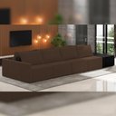 Ver imagem 6 de Sofá Ilha Modular para Sala 392cm com Puff Dublin K01 Veludo Marrom e Sintético Preto - Lyam Decor