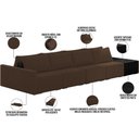 Ver imagem 7 de Sofá Ilha Modular para Sala 392cm com Puff Dublin K01 Veludo Marrom e Sintético Preto - Lyam Decor