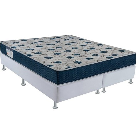 Cama Box ISO 6.0 D28 Queen Size Ortobom Branco/Azul
