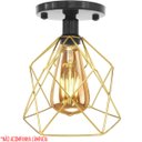 Ver imagem 4 de Lustre Teto Plafon Industrial Aramado Cálice Dourado Retrô Luminária Vintage Preto Agp Ilumini