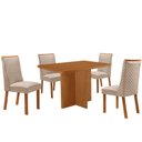 Ver imagem 4 de Mesa de Jantar Olimpia 4 Lugares Retangular MDF 120cm Creme com 4 Cadeiras Yasmin Moderna