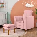 Ver imagem 2 de Poltrona de Amamentação Quarto Infantil com Puff Kate Pés Palito Suede Rosa Bebê + Binde Amofada New