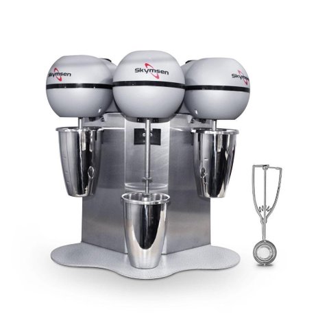 Batedor de Milk Shake 3 Copos 0,8l Profissional Inox Bms-3 127v + Concha de Sorvete Extrator 127v