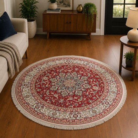 Tapete Belga Danubio Redondo 1,60x1,60cm 538C301220 Vermelho Abtex