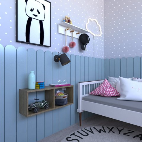 Nicho para Quarto Infantil Retangular 60x16cm Bege/Carvalho Mel