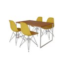 Ver imagem 6 de Mesa Industrial Base Ferro Branco Tampo 137X90 Canela 4 Cadeiras Ferro Branco Assento Amarelo Marrom