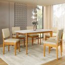 Ver imagem 1 de Conjunto Sala de Jantar Siera 6 Lugares Retangular Madeira Maciça Miami Natural/Cerejeira/Palha