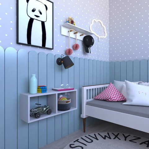 Nicho para Quarto Infantil 60cm Cinza/Cristal