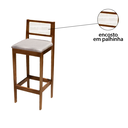 Ver imagem 6 de Kit 4 Banqueta Alta de Madeira com Assento Estofado e Encosto em Palhinha Bruna