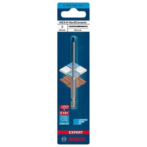 Broca Porcelanato Expert Hex-9 Hard 3x90mm - 2608900587000 - Bosch