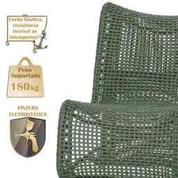 2 Poltronas e Mesa Texas em Alumínio Pintura Marrom Corda Náutica Trama Original - 4