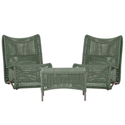 2 Poltronas e Mesa Texas em Alumínio Pintura Marrom Corda Náutica Trama Original - 1