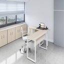 Ver imagem 6 de Mesa de Escritório Pé Tubular Pe25 em Mdp 150 X 70 Cm Cinza com Base Preta