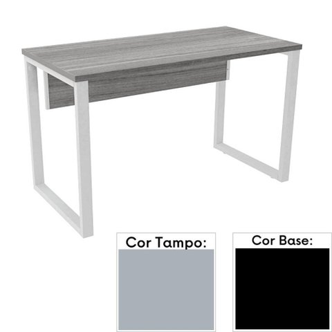 Mesa de Escritório Pé Tubular Pe25 em Mdp 150 X 70 Cm Cinza com Base Preta