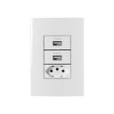 Ver imagem 1 de Tomada Usb-a Dupla 1a 5w e Tomada 2p+t 10a Margirius Sleek com Placa 4x2 Branca