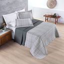 Ver imagem 5 de Kit Cobre Leito Colcha Celi King Dupla Face Micropercal 200 Fios 3 Peças Xadrez Grid Cinza