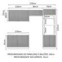 Ver imagem 3 de Cozinha Completa Madesa Lux 270001 com Armário e Balcão Branco/Cinza Cor:Branco Cinza