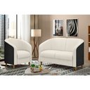 Ver imagem 2 de Sofá 2 Lugares 120cm Dolar Courino Preto| Bouclé Suave Off White - Sallar Home