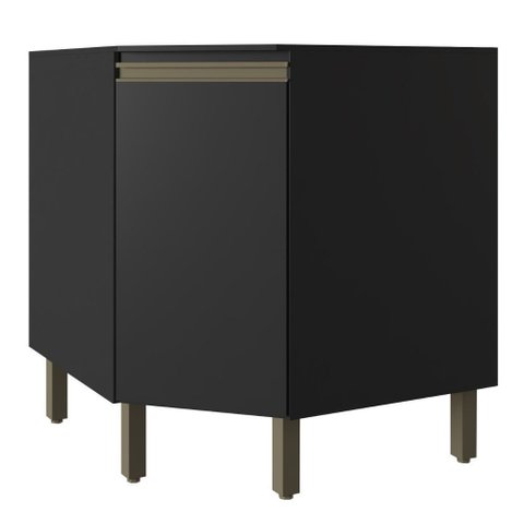 Balcão de Canto - Vollare com Tampo Preto 1 Porta em Mdp - Fiorello