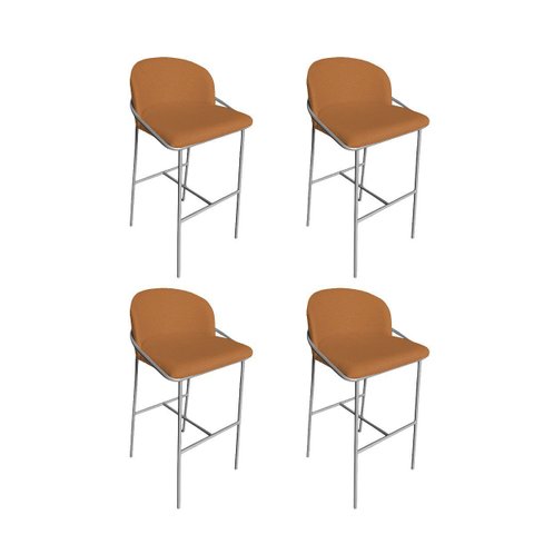 Kit 4 Banquetas Alta Bancada Base Ferro Champanhe Jbv Móveis: Terracota