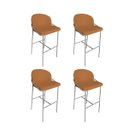 Ver imagem 1 de Kit 4 Banquetas Alta Bancada Base Ferro Champanhe Jbv Móveis: Terracota