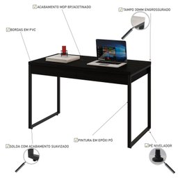 Mesa Escritório Office Estilo Industrial 1,10 M C/ 2 Gavetas - 4