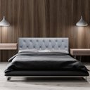 Ver imagem 2 de Cabeceira Estofada Casal Capitonê Luna Corino Cinza 140 X 120 cm RBL