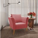 Ver imagem 3 de Kit 01 Namoradeira 02 Lugares e 01 Poltrona Marilia Linho Whiski Rose A106 Pés Palito Castanho - D