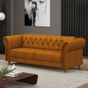 Ver mais imagens de Sofá Living Sala de Estar Stanford Chesterfield 2 Lugares 220cm Pés de Madeira Couro Mel G58 - Gran