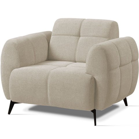 Poltrona para Sala e Escritório Decorativa Pés Metal Kania Linho Bege
