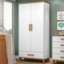 Ver imagem 1 de Guarda-Roupa Infantil 2 Portas 1 Gaveta Candy Branco/Imbuia