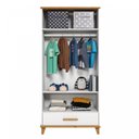 Ver imagem 2 de Guarda-Roupa Infantil 2 Portas 1 Gaveta Candy Branco/Imbuia