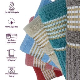 Kit 5 Toalhas de Banho Caneladas Gigante Banhão 70 X 140 Beka Alta Absorção - 4 Kit 5 Toalhas de Banho Caneladas Gigante Banhão 70 X 140 Beka Alta Absorção - 4