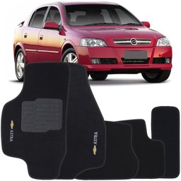 Jogo de Tapete Automotivo Carpete Chevrolet Gm Astra 1999 À 2012 Soft Logo Bordado Preto 5 Peças - 2
